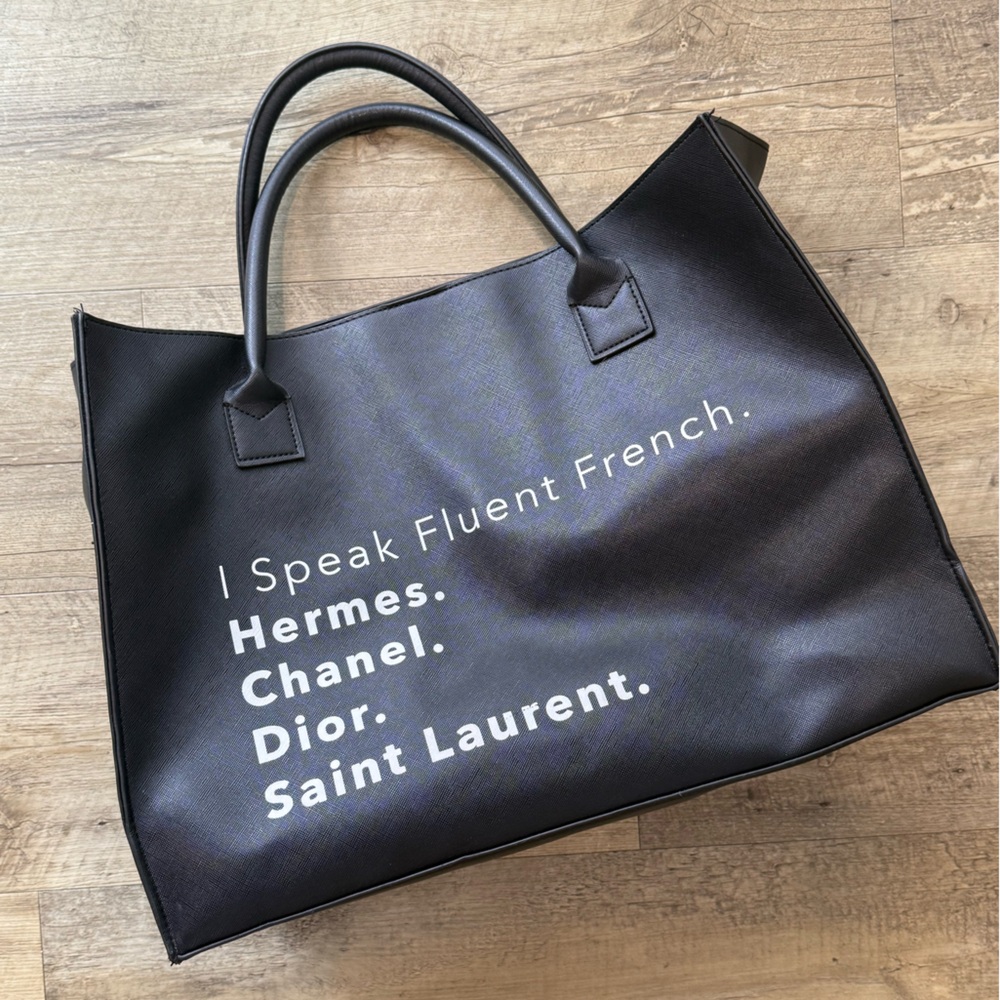 LA|TC Vegan Tote Bag with French Designer Text